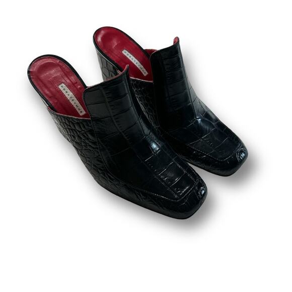 DORATEYMUR Munise black croc-effect leather mules size 40 us 10